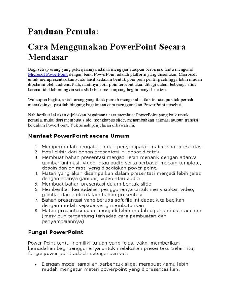 Panduan Dasar Menggunakan PowerPoint | PDF