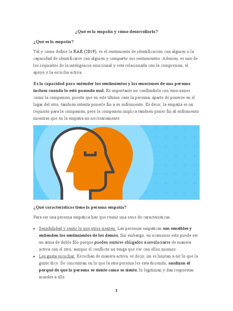 Características y desarrollo de la empatía | PDF | Enseñando | Las ...