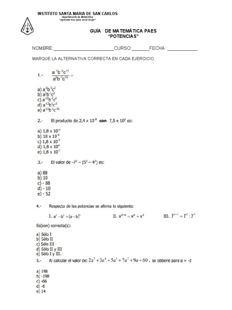 Guía de Matemática Paes PDF