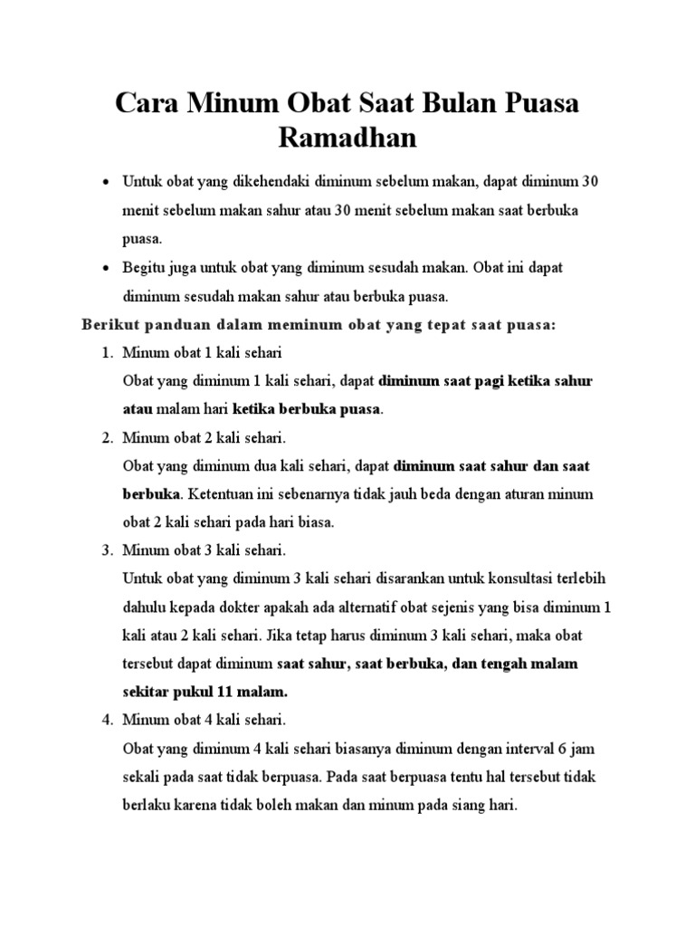 INTAN - Cara Minum Obat Saat Bulan Puasa Ramadhan | PDF