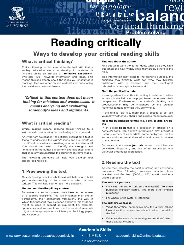 What Is Reading Critically