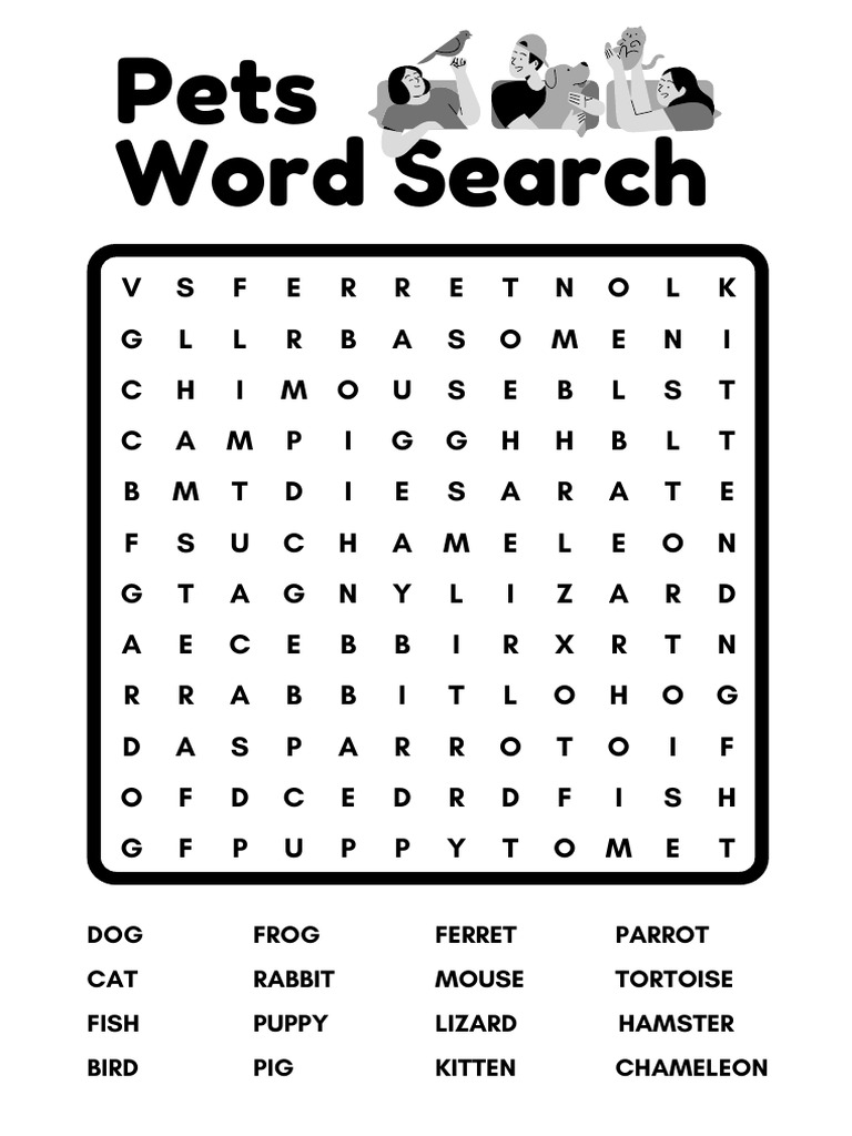 Pets Word Search Worksheet PDF