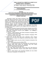 Pengumuman Hasil Seleksi Kompetensi (Pra-Sanggah) PPPK Teknis KLHK Formasi Tahun 2022