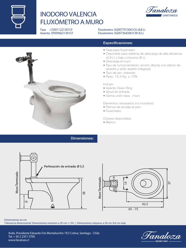 Inodoro Valencia con Fluxómetro | PDF