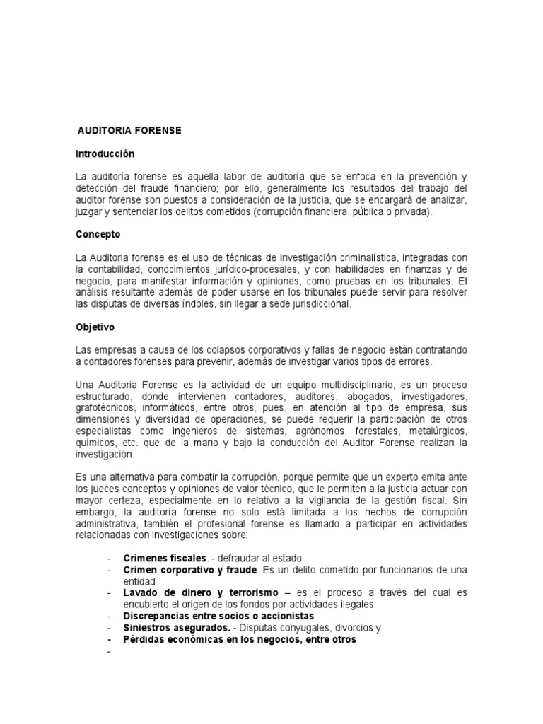Analisis De La Auditoria Forense Pdf