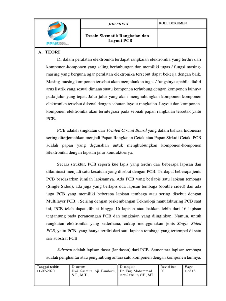 Jobsheet 1 - Desain Skematik Dan Layout PCB | PDF