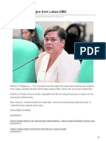 Sara Duterte Resigns From Lakas-CMD