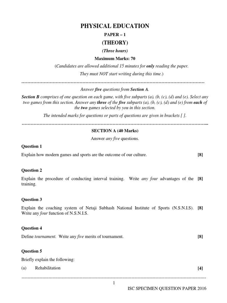 Physical Education Paper 1 | PDF