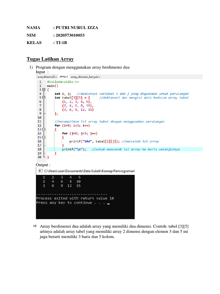 Contoh Array dalam Program Pemrograman | PDF