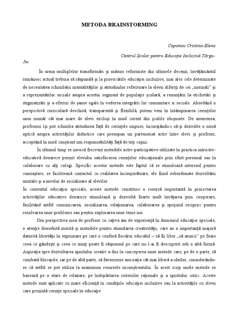 Metoda Brainstorming Pdf