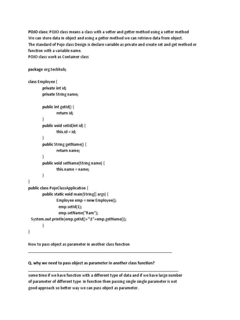 POJO Class | PDF