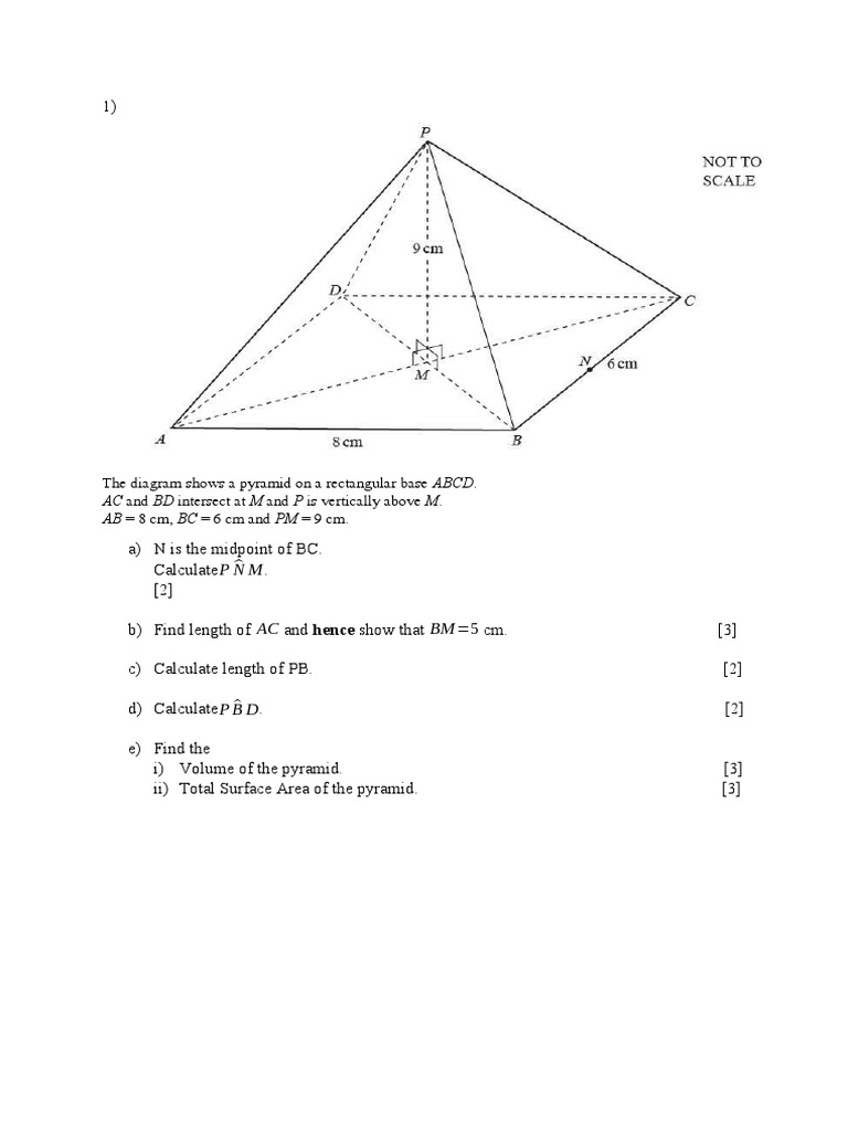 The Diagram Shows A Pyramid On A Rectangular Base ABCD | PDF