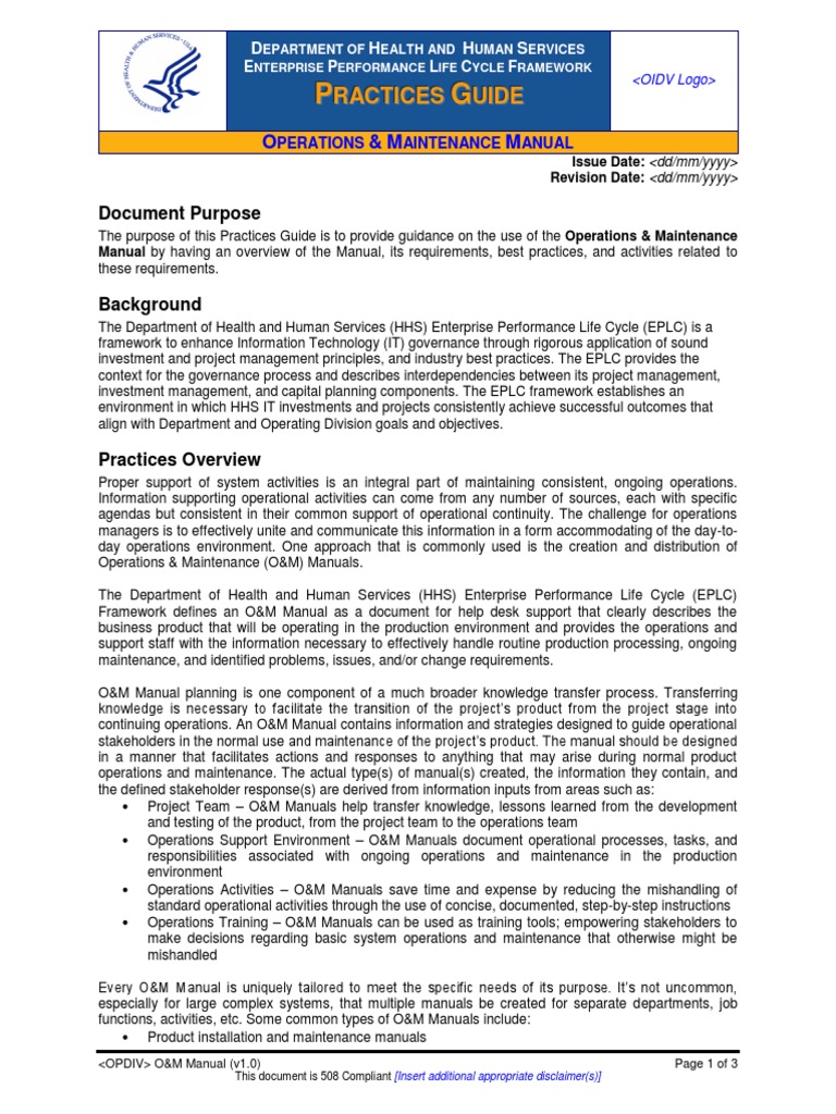 Eplc Om Manual Practices Guide | PDF | Information | Project Management