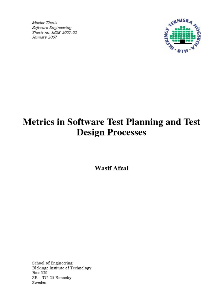 Metrics in Software Test Planning and Test Design Processes | PDF