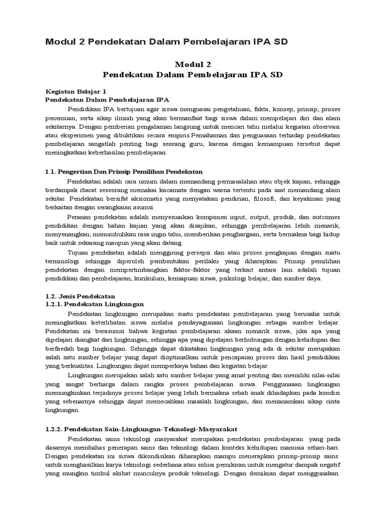 Modul 2 Pendekatan Dalam Pembelajaran IPA SD | PDF