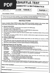 Reshuffling Test Paper 1 With Answer Key