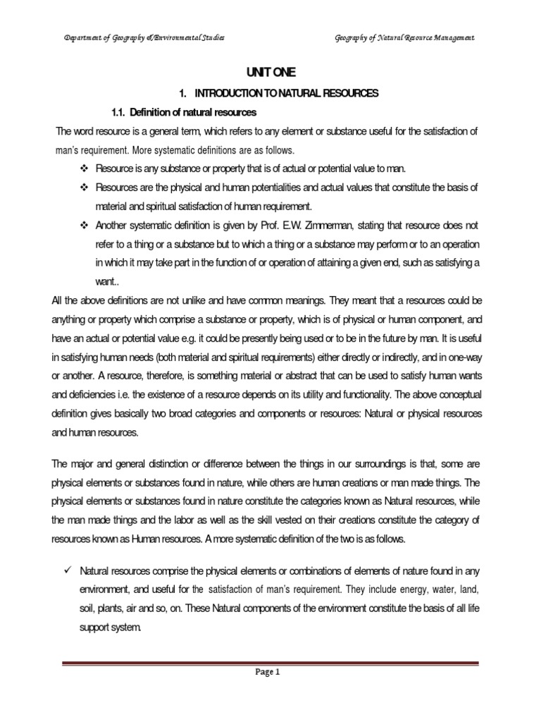 Geography of Natural Resource and Management Course Code GeEs1019 PDF
