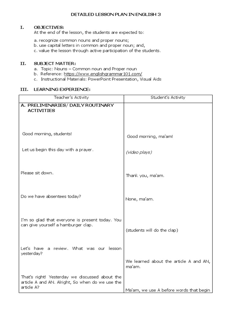 DLP Nouns | PDF | Noun | Lesson Plan