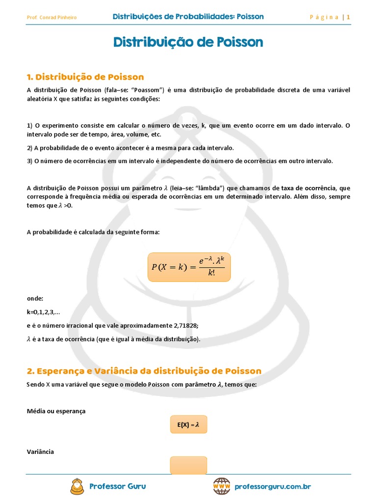 Distribuicoes de Probabilidades Discretas 03 Poisson | PDF