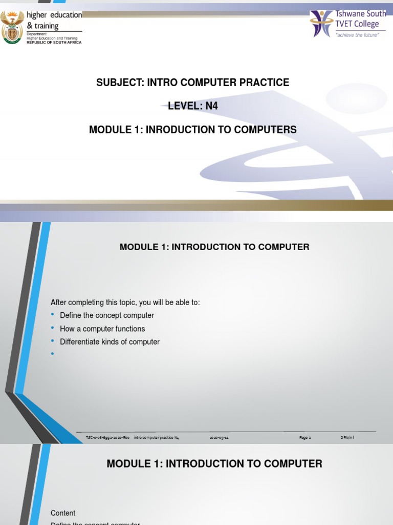 Intro CP N4 Module 1 | PDF | Computers