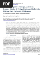 Language Cognitive Strategy Analysis in Learner Diaries of College Freshman Students in Kalinga State University, Philippines