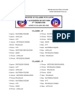 Calendrier Devoir 2e Trimestre