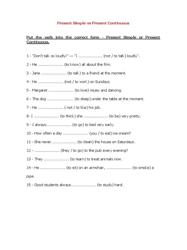 Ficha 1 - Present Simple and Present Continuous | PDF