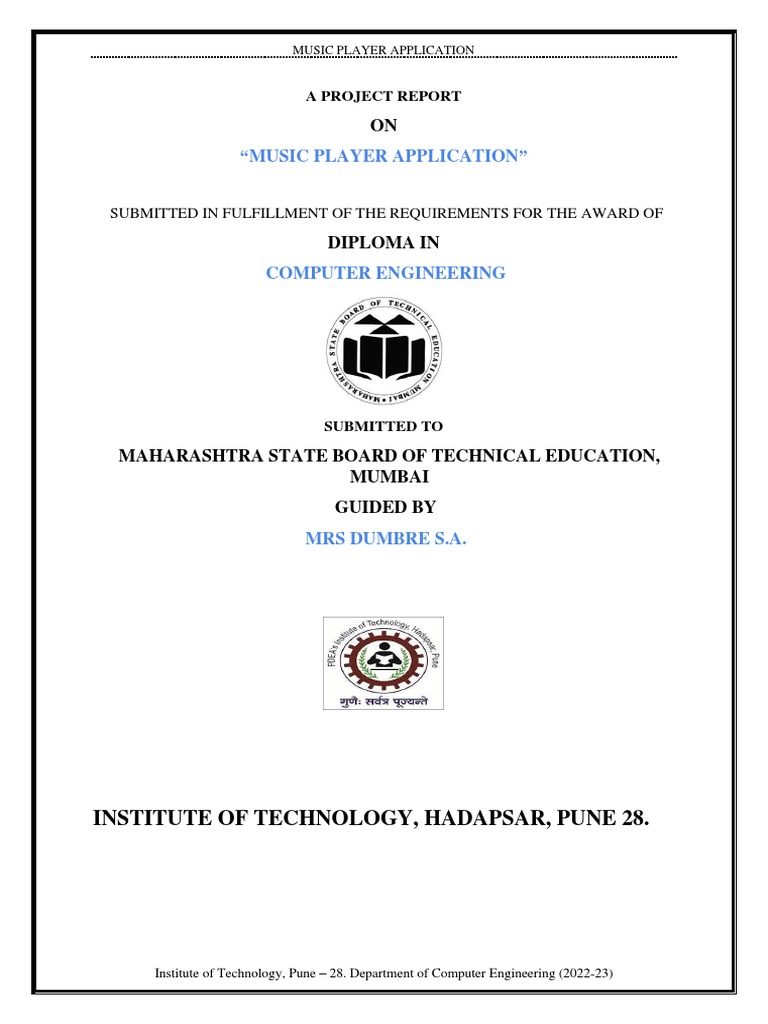 Music Player Application Project Report | PDF | Software Development ...