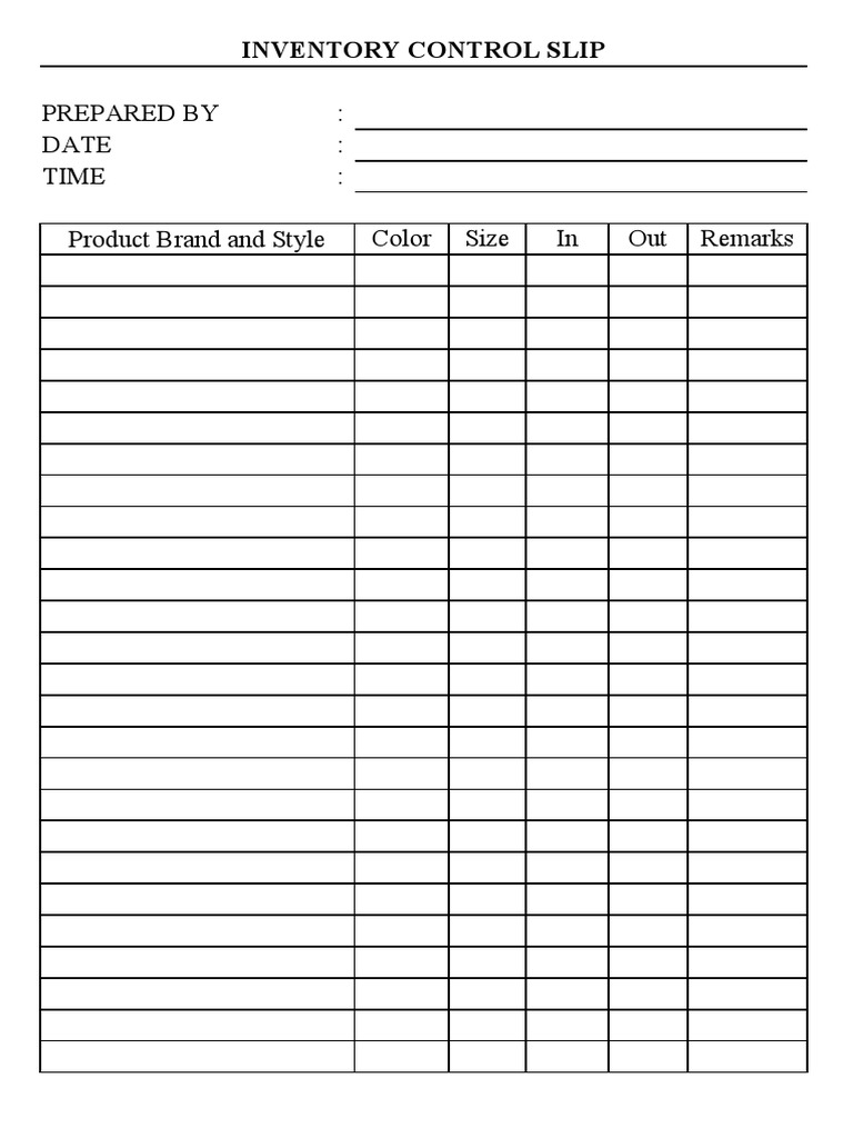 Inventory Control Slip PDF
