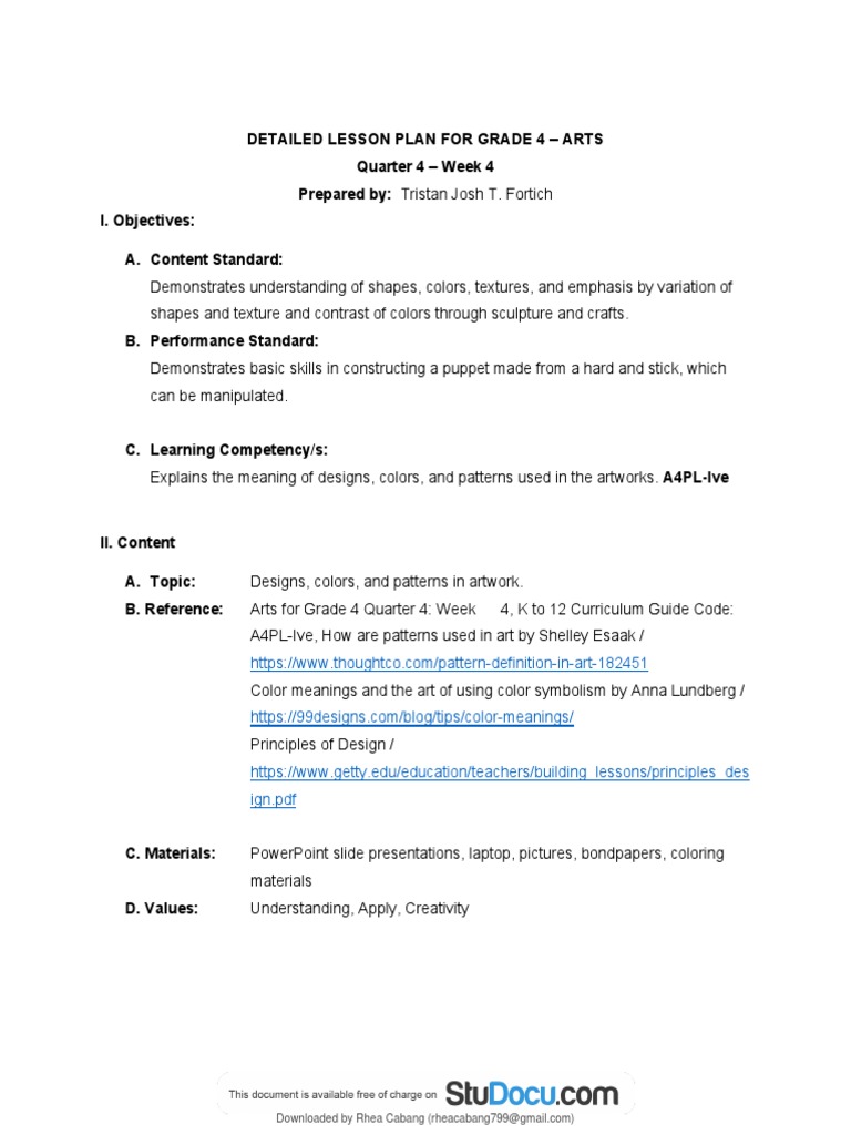 Dlp In Arts 4 Download Free Pdf Shape Color