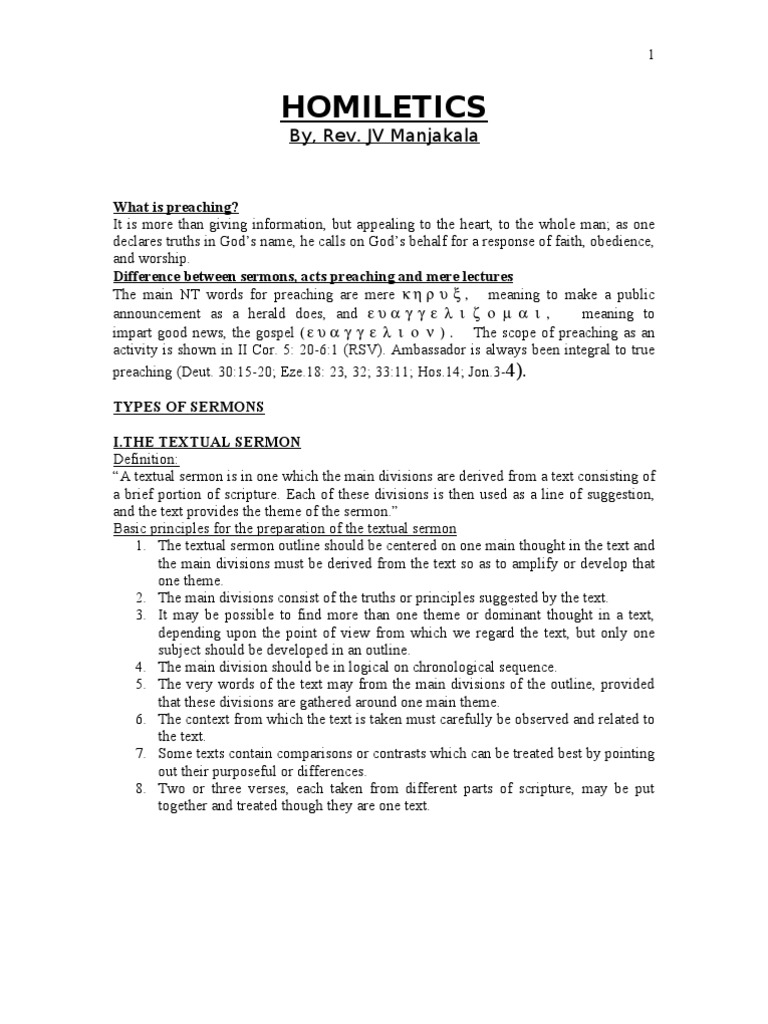Homiletics: Types and Outlines Guide | PDF | Expository Preaching ...