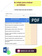 Lista de Cotejo para Evaluar Un Debate