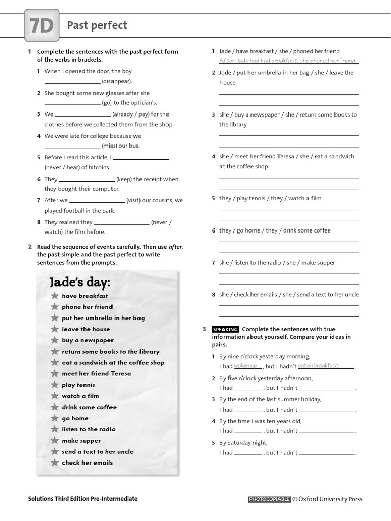 7D Past Perfect | PDF
