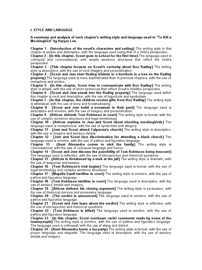 TO-KILL-A-MOCKINGBIRD-Style and Language | PDF