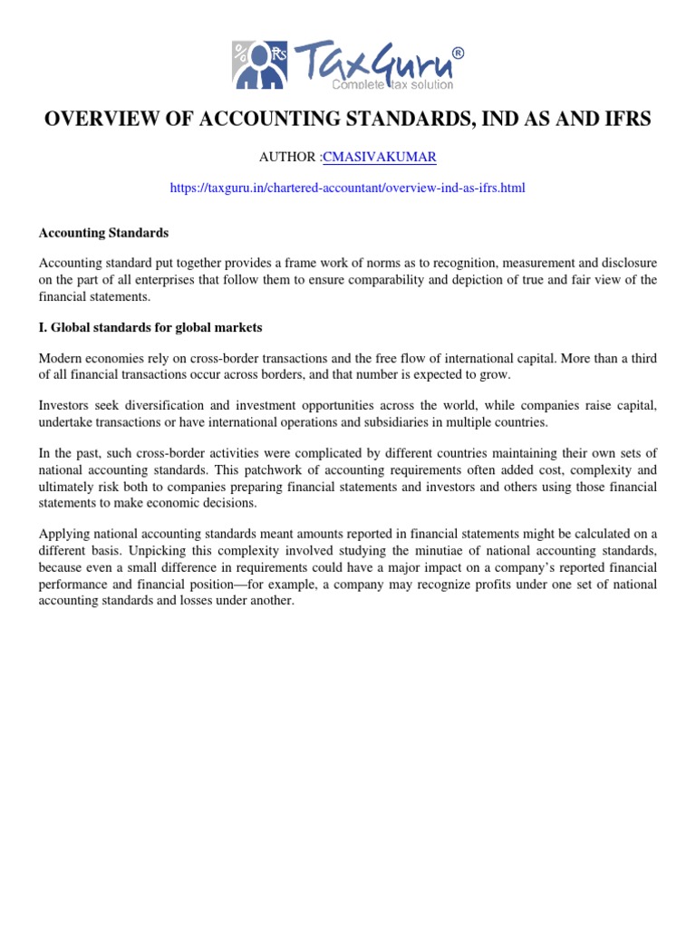 Overview of accounting standards ind as and ifrs taxguru in pdf
