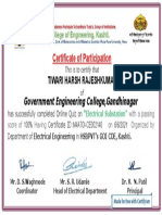 Certificate For TIWARI HARSH RAJESHKUMAR For - Online Quiz On'electrical S...