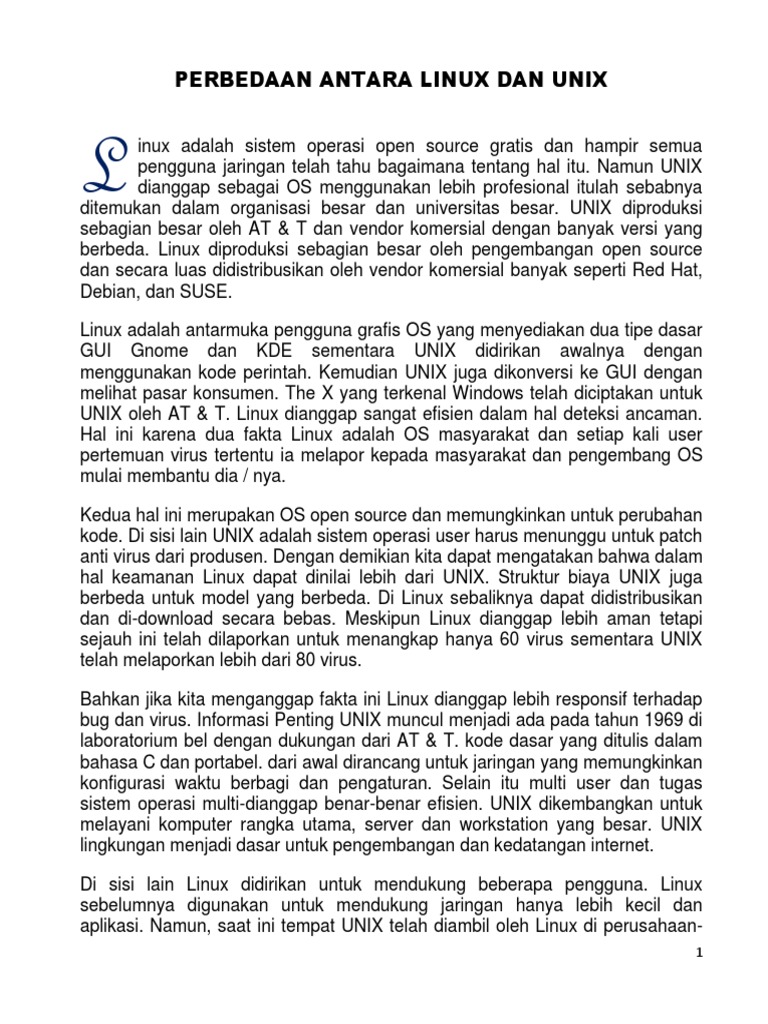 Perbandingan Linux dan UNIX | PDF | Seni | Komputer