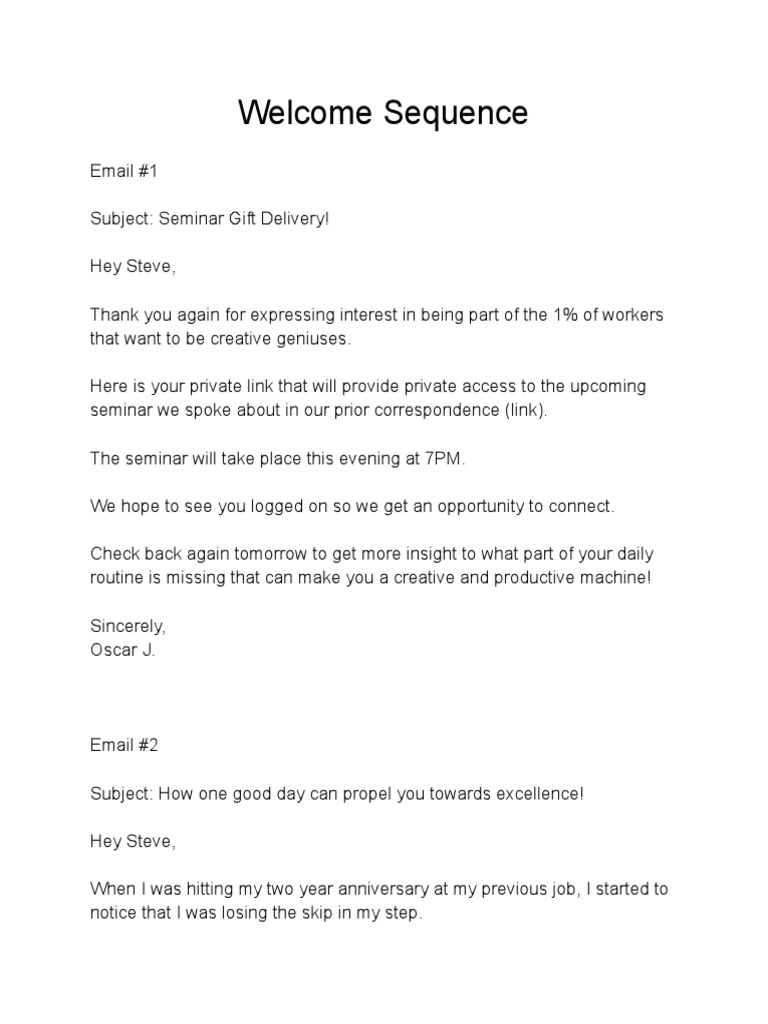 Welcome Sequence Pdf Mind