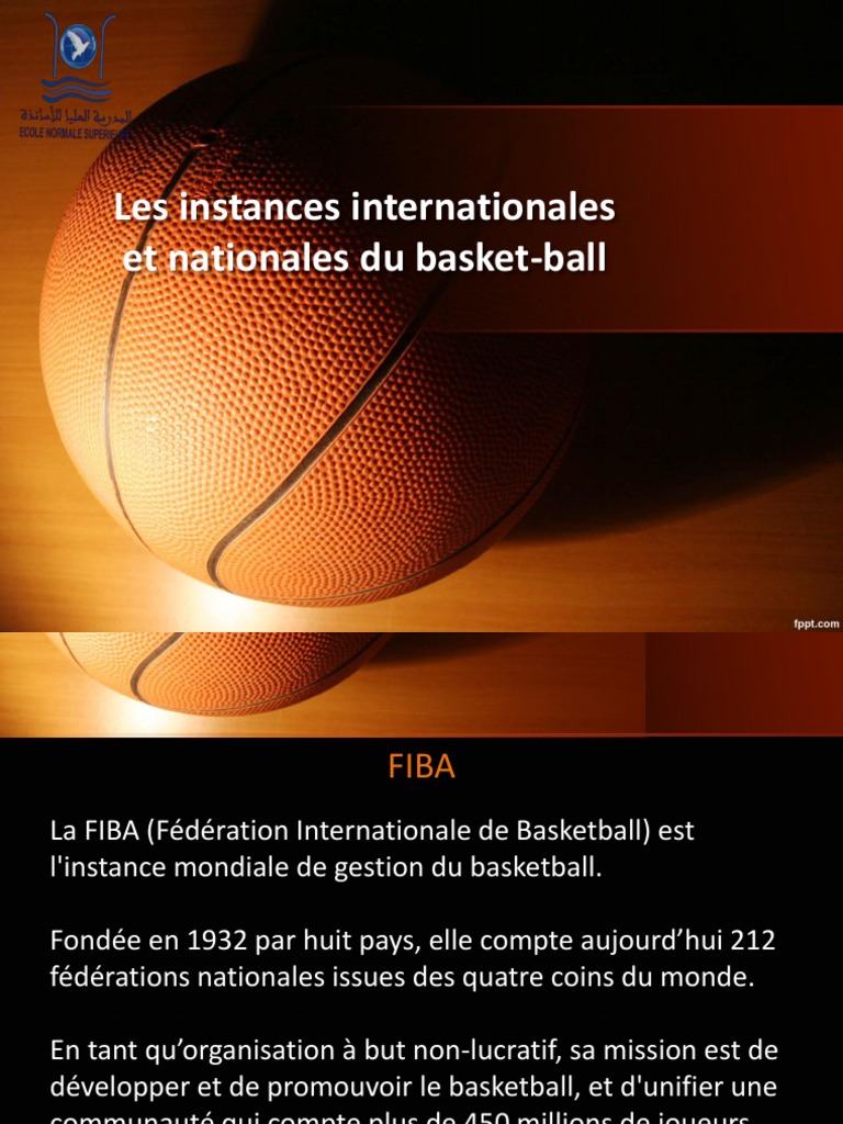 Les Instances Internationales Et Nationales Du BasketBall PDF Des
