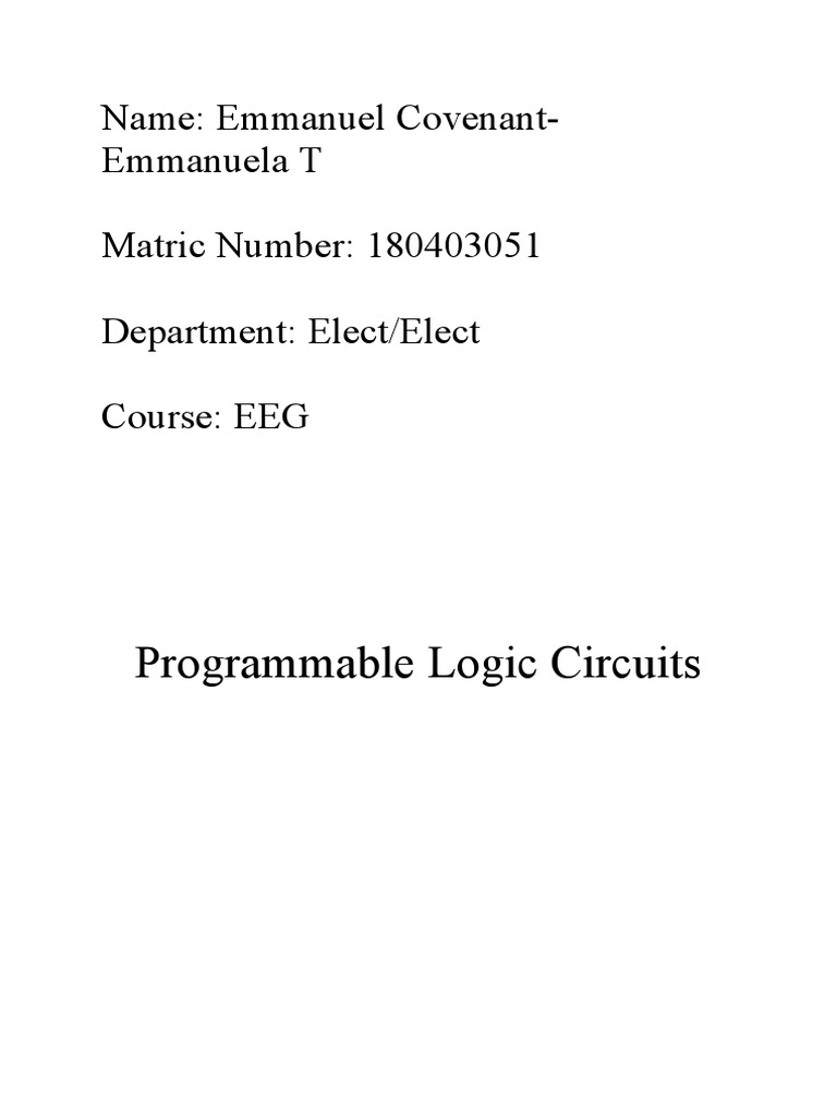 Programmable Logic Circuits Circuit Diagram