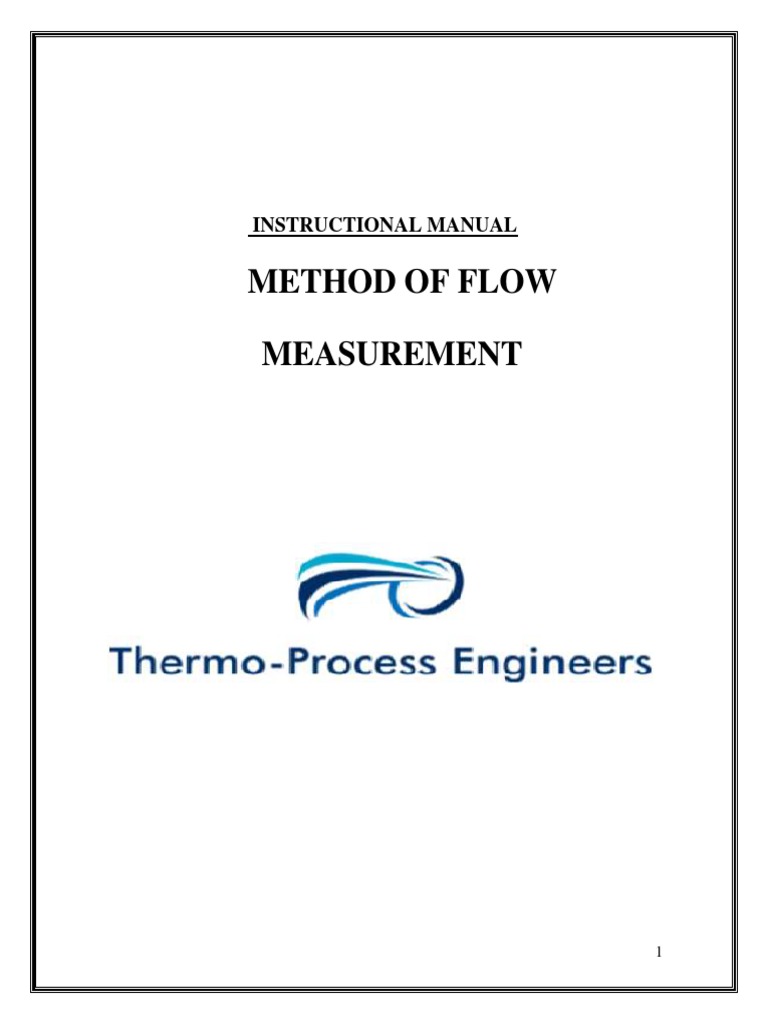 Method of Flow Measurement .. PDF Flow Measurement Fluid Dynamics