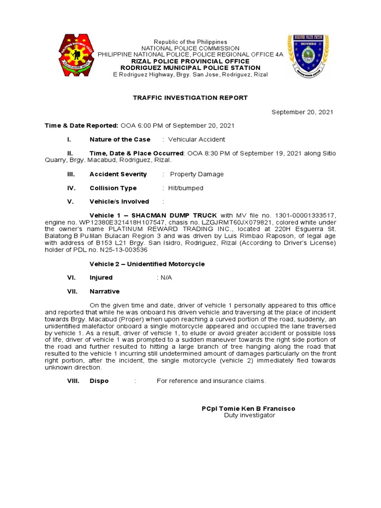 Traffic Accident Report PDF