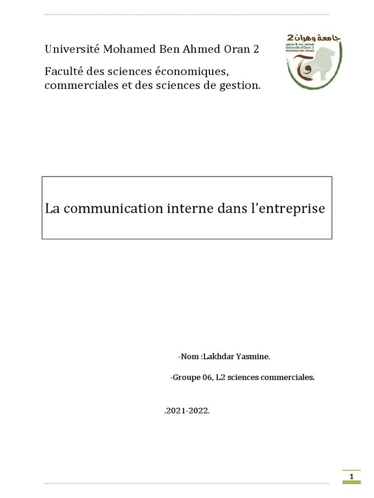 Communication interne en entreprise | PDF | la communication | Business