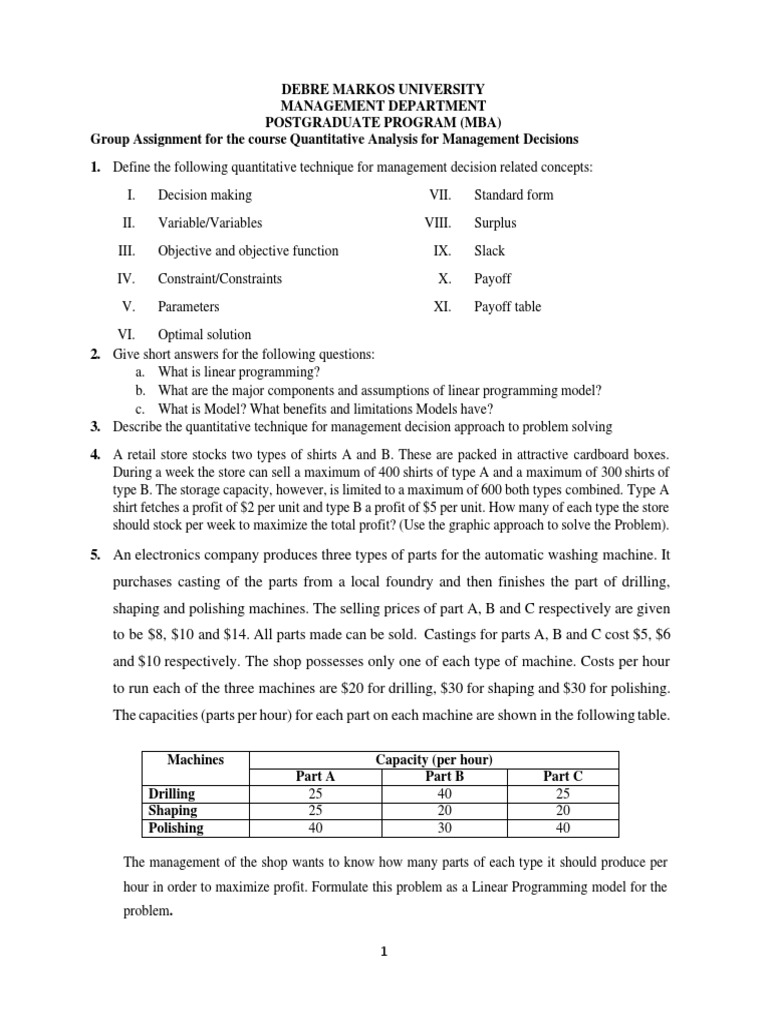 OR Worksheet-1 | Download Free PDF | Linear Programming | Mathematical ...