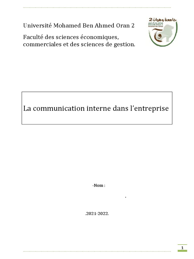 Communication Interne en Entreprise | PDF | la communication | Business
