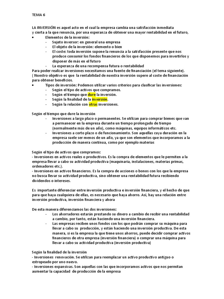 Tipos y Métodos de Inversión Empresarial | PDF | Inversiones | Comercio
