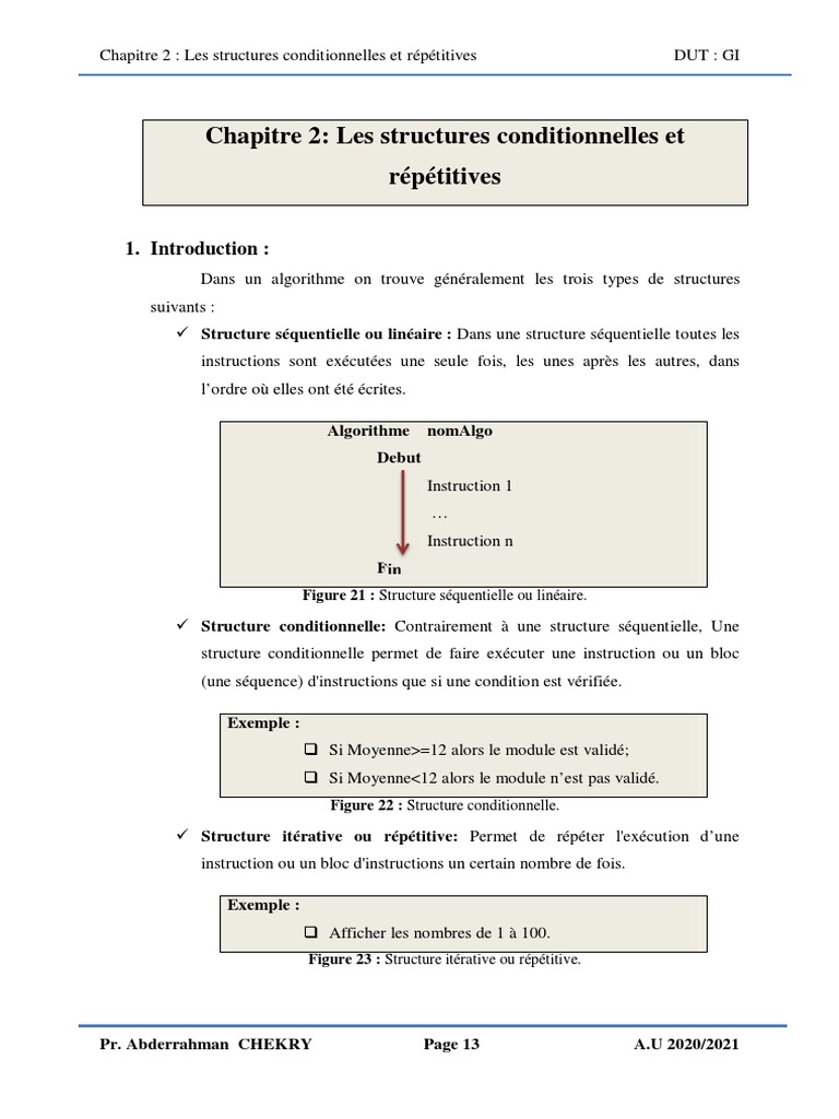Structures Conditionnelles et Itératives | PDF
