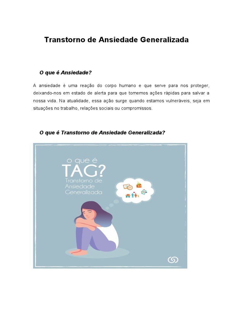 Trabalho Sobre Transtorno de Ansiedade Generalizada | PDF | Ansiedade ...