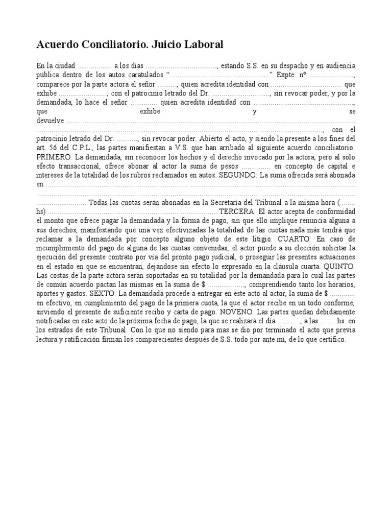 Acuerdo Conciliatorio Laboral | PDF | Justicia | Crimen y violencia
