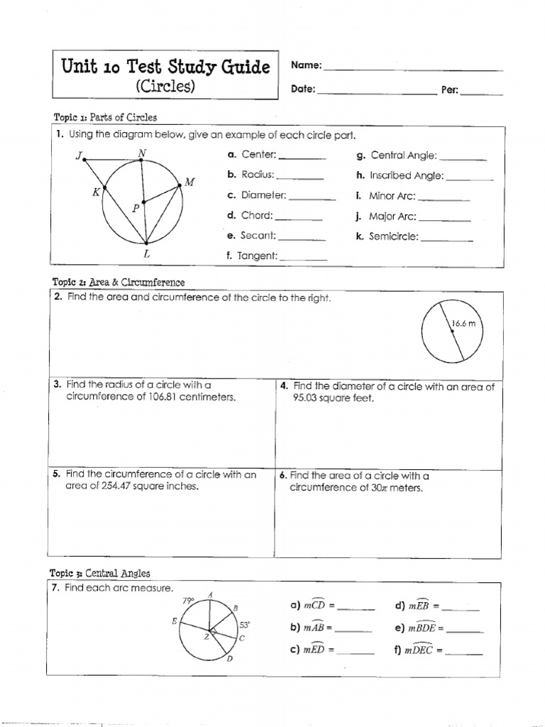 GEOMETRY CIRCLES TEST REVIEW PDF visual data 7